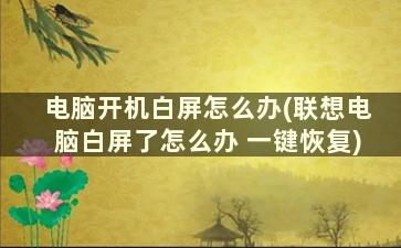 电脑开机白屏怎么办(联想电脑白屏了怎么办 一键恢复)